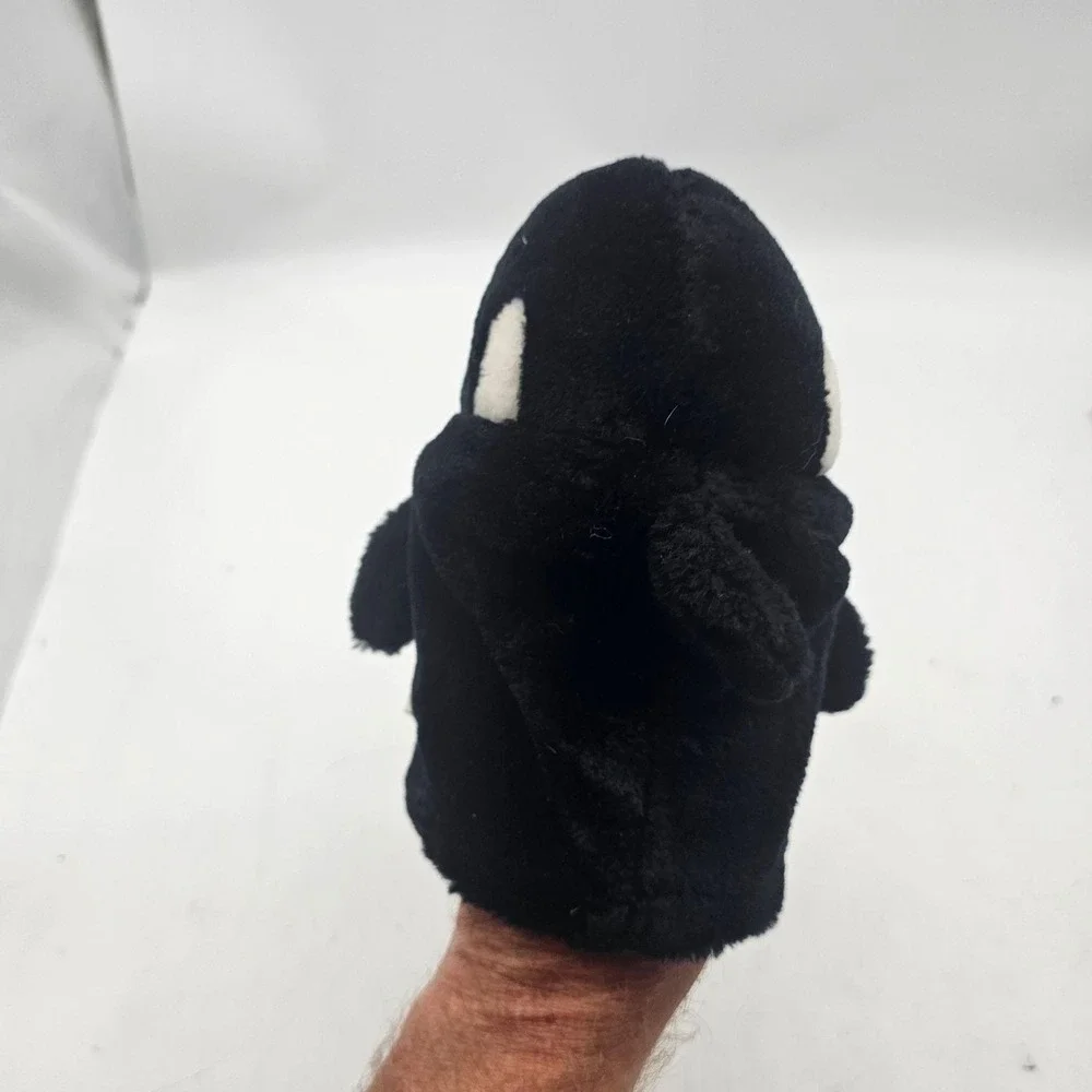 SeaWorld Whale Hand Puppet Plush Stuffed Animal Toy Small Black Washable Cute